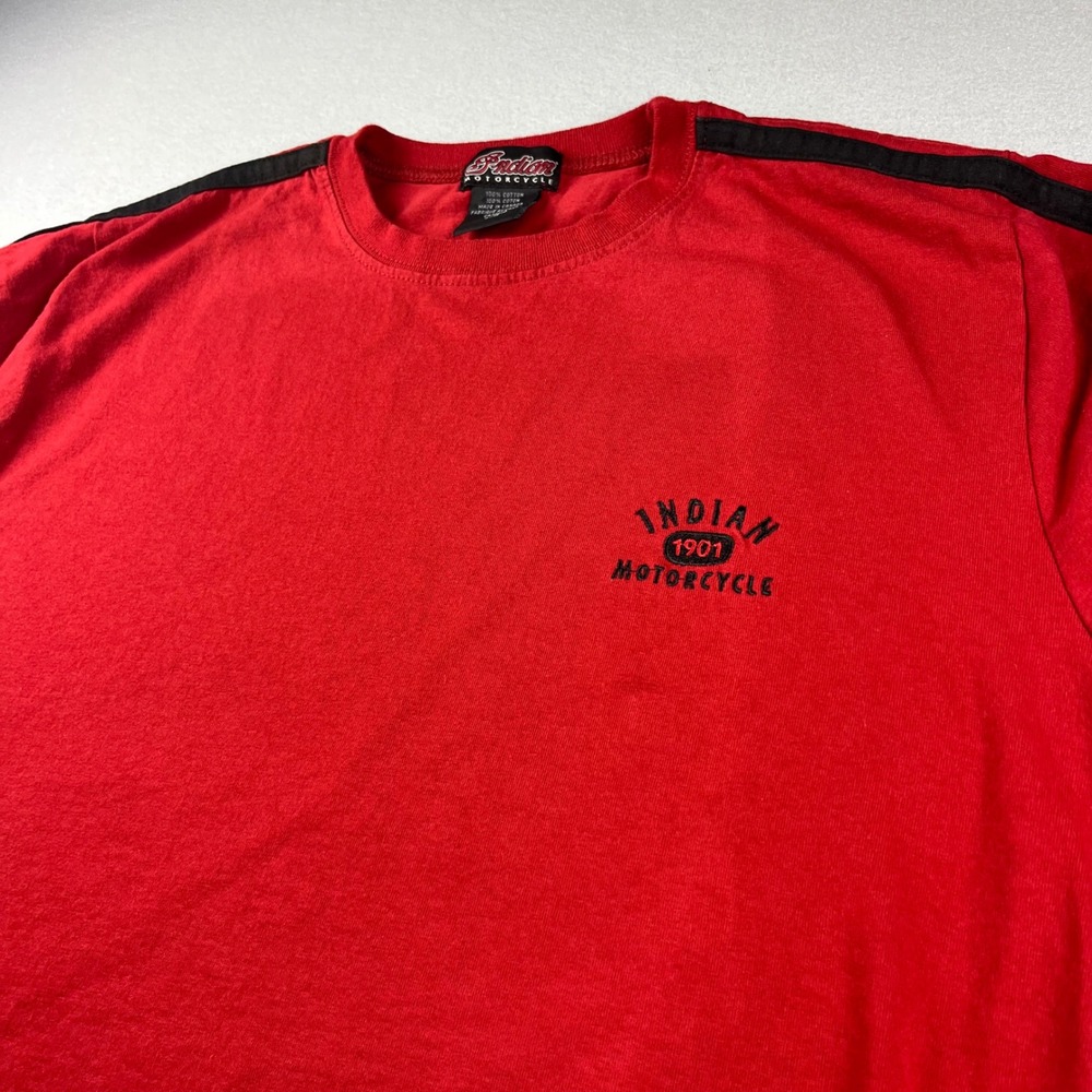 Indian Motorcycle Long Sleeve T-Shirt Mens Large Red 1901 Logo Cotton